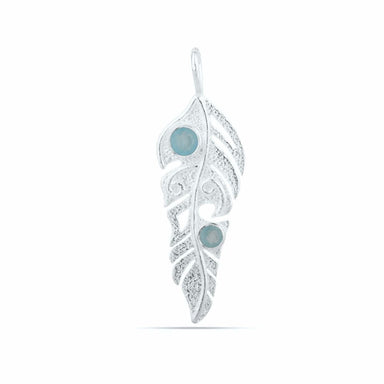 Natural Blue Chalcedony Pendant-Handmade Silver Pendant-925 Sterling Pendant-Blue Round Leaf Design Pendant