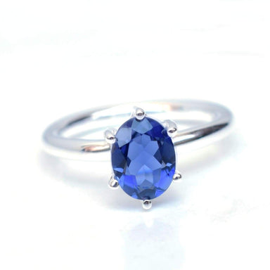 Natural Blue Iolite Birthstone Ring 925 Sterling Silver gemstone Jewelry - by Adorable Craft