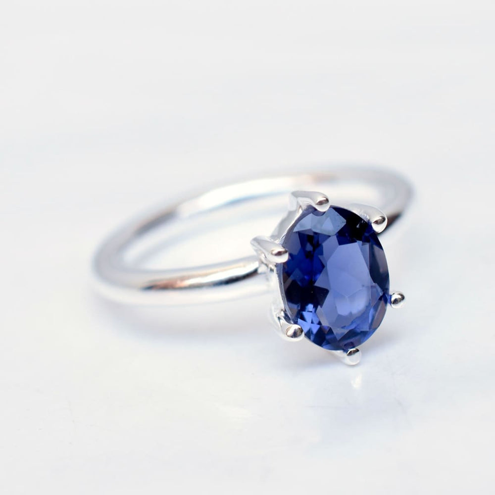 Natural Blue Iolite Birthstone Ring 925 Sterling Silver gemstone Jewelry - by Adorable Craft