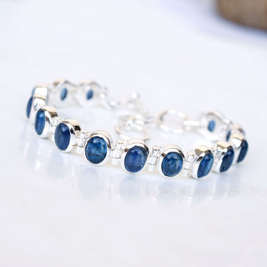 Natural Blue Kyanite Bracelet 925 Sterling Silver gemstone Handmade - by Adorable Craft