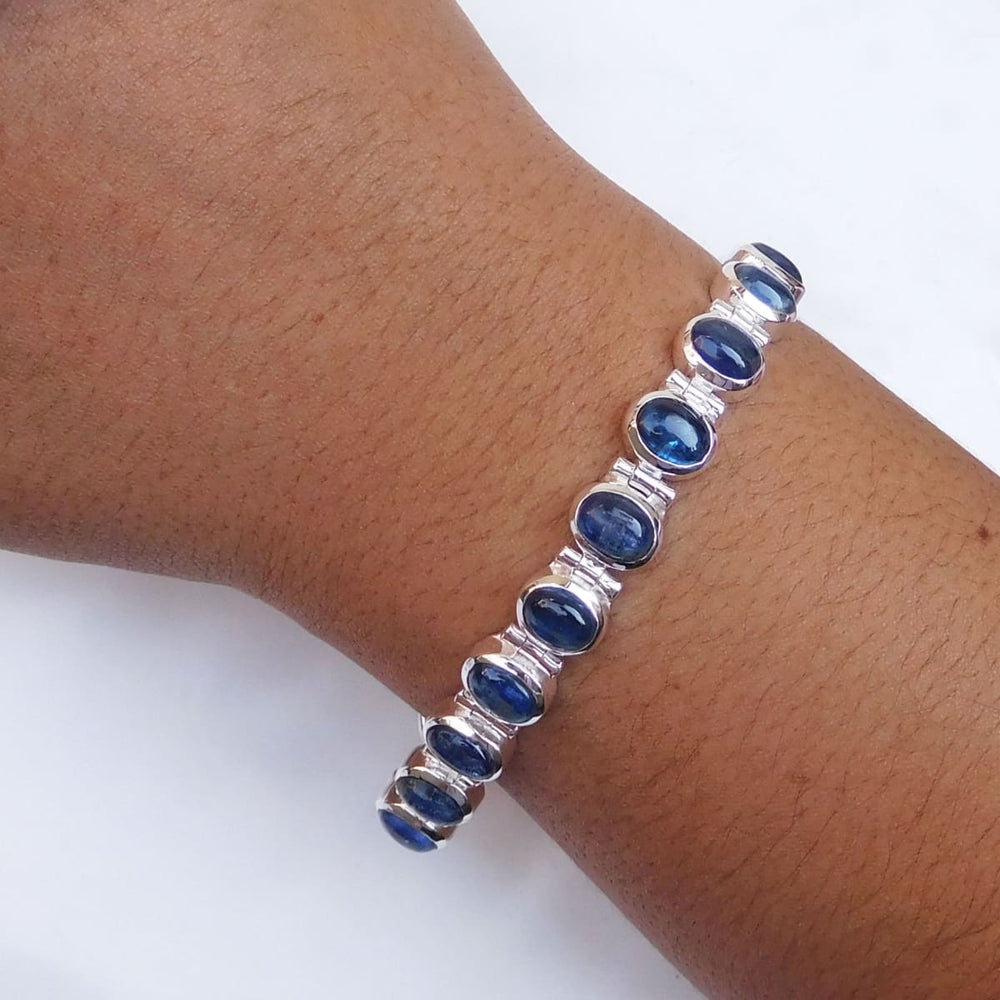 Natural Blue Kyanite Bracelet 925 Sterling Silver gemstone Handmade - by Adorable Craft
