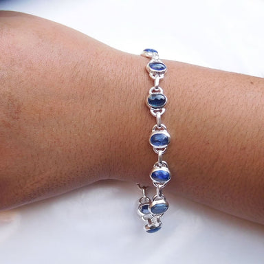 Natural Blue Kyanite Gemstone Bracelet 925 Sterling silver Handmade - by Arte De Joyas