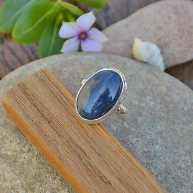 Rings Natural Sky Blue Kyanite Gemstone Ring- Handmade 925 Sterling Silver Bezel Solitaire Birthstone Gift Ring - Yellow Gold - Title by 