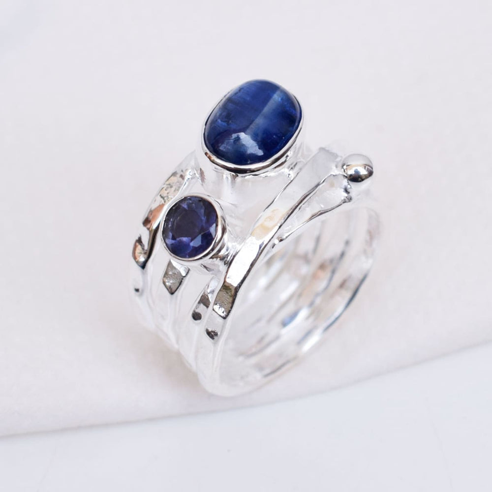 Natural Blue Kyanite & Iolite Ring 925 Sterling Silver Gemstone Rings - by Adorable Craft