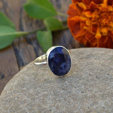 Rings Natural Blue Sapphire Gemstone 925 Sterling Silver Handmade Gift Ring