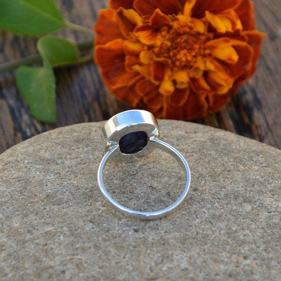 Rings Natural Blue Sapphire Gemstone 925 Sterling Silver Handmade Gift Ring