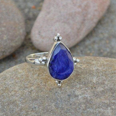 Rings Natural Blue Sapphire Gemstone Ring Sterling Silver September Birthstone Gift