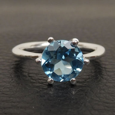 rings Natural Blue Topaz Engagement Ring 925 Sterling Silver Anniversary Gift Ring-D038 - by Adorable Craft
