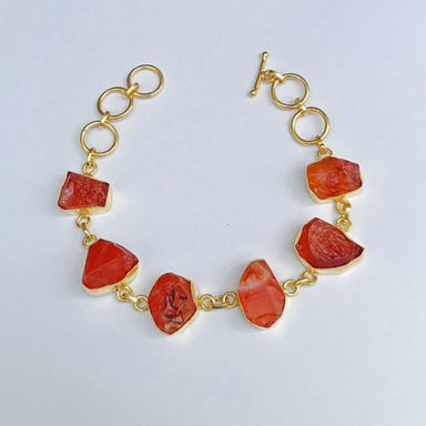 Natural Carnelian Gemstone Bezel Set Designer Bracelet - By Krti Handicrafts