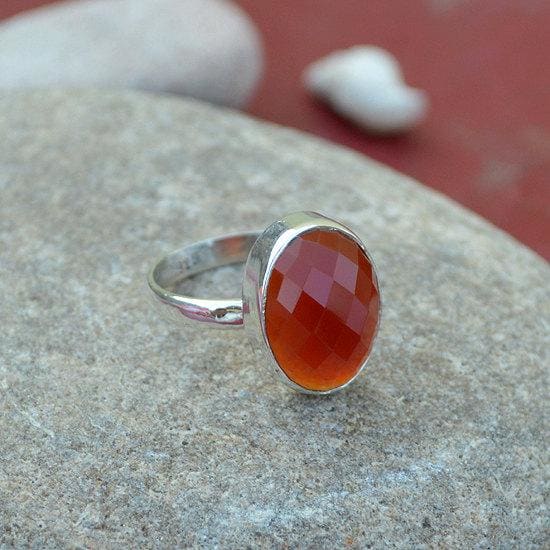 Rings Natural Carnelian Gemstone Solid 925 Sterling Silver Ring