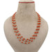 Natural Coral Beads And Pearl Three Line Necklace Jewelry For Gift Round Coral Wedding Bridal Bridesmaid - By Vidita Jewels