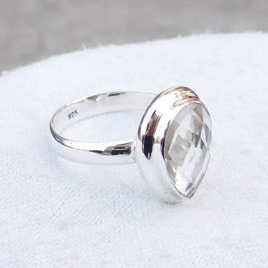 Natural Crystal Quartz Fine 925 Silver Ring Clear - by Adorable Craft