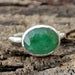 Rings Natural Emerald Gemstone Ring Oval Faceted 925 Sterling Silver