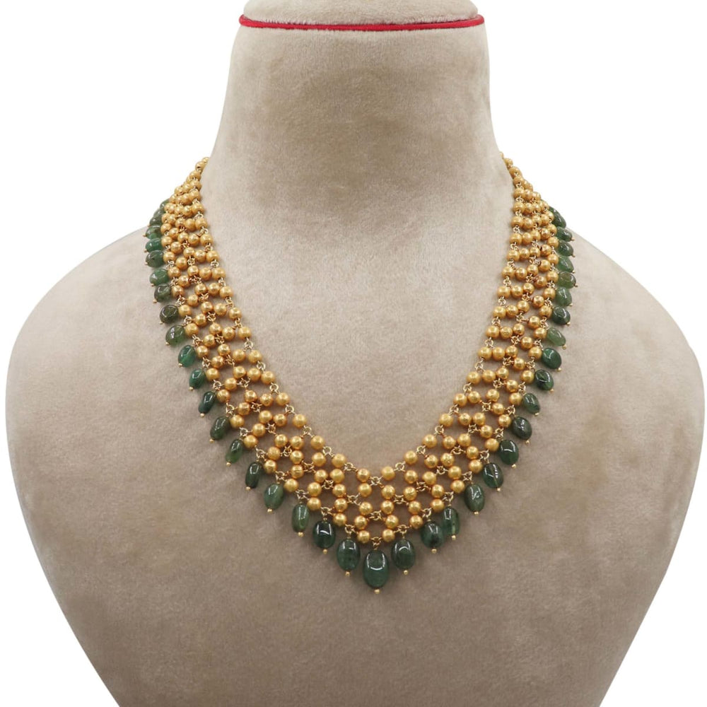 Indian Gold Necklace With Beads - South India Jewels