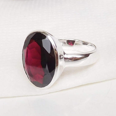 Natural Red Garnet Birthstone Ring 925 Sterling Silver gemstone Jewelry handmade - by Adorable Craft
