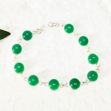 Natural Green Onyx Gemstone 925 Sterling Silver Jewelry Handmade Bracelet - by Zone