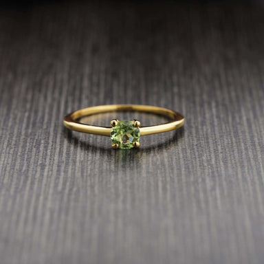 rings Natural Green Peridot Ring - Handmade Round Cut - 925 Sterling Silver - 4 Prong Set - Birthstone - by UniqueSilverZone