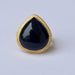 Natural Heart Black Onyx Gemstone 925 Sterling Silver Ring Yellow Gold Plated Gift - by Nativefinejewelry