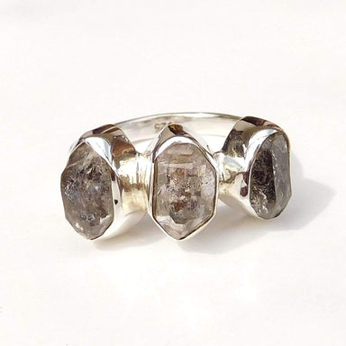 rings Natural Herkimer Diamond Ring One of Kind Crystal Fine silver Ring-D037 - by Adorable Craft