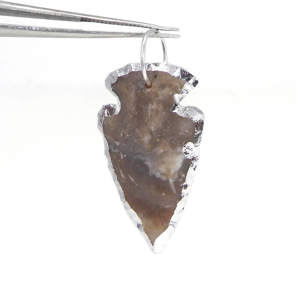 Necklaces Natural Indian Agate Arrowhead Designer Silver Electroplated Pendant