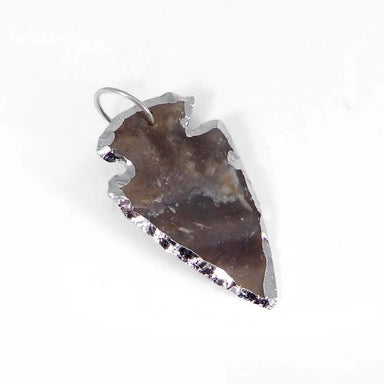 Necklaces Natural Indian Agate Arrowhead Designer Silver Electroplated Pendant