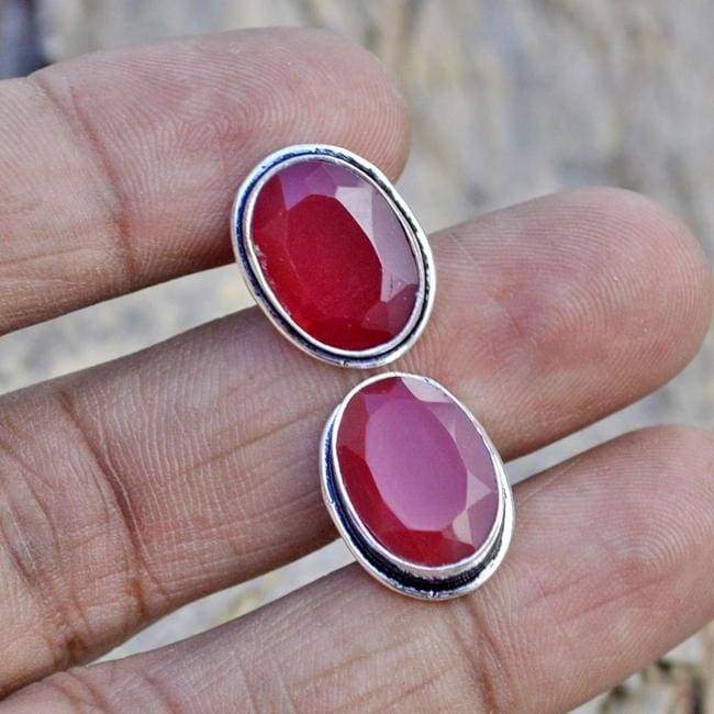 Natural Indian Red Ruby Gemstone 925 Sterling silver Cufflinks 22K Yellow Gold Filled Rose