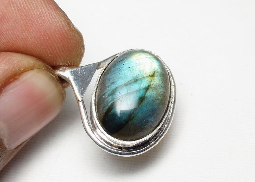 rings Natural Labradorite Gemstone 925 Sterling Silver Pendant,Oval Handmade Jewelry,For her - by TanaBanaCrafts