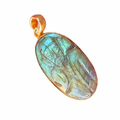 pendants Natural Labradorite Gemstone Sai Baba Pendant - by Krti Handicrafts