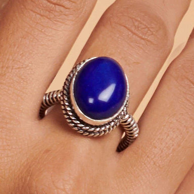 Rings Natural Lapis Lazuli Gemstone 925 Sterling Silver Ring Fashion Handmade Jewelry Gift - by NativeFineJewelry