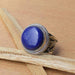 Rings Natural Lapis Lazuli Ring Round Cabochon Blue Designer Bezel set in 925 Sterling Silver Semi Precious Stone