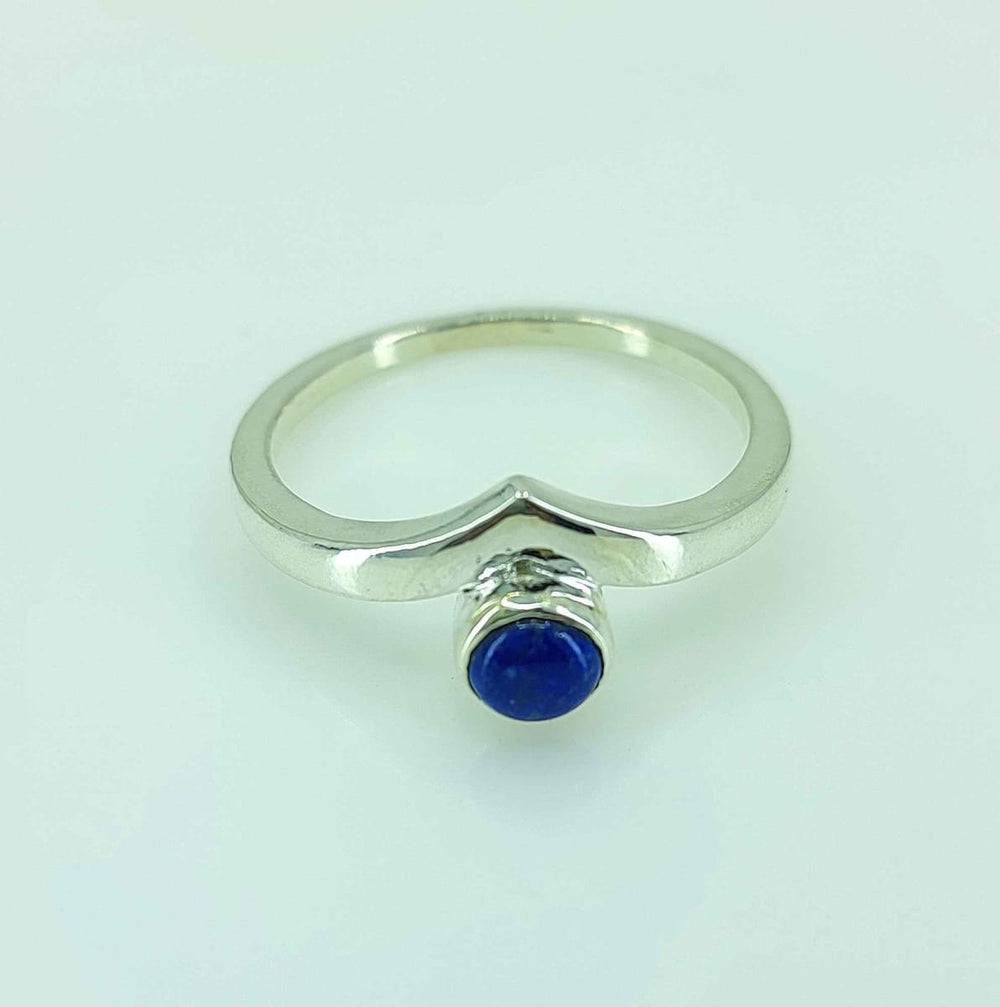 Natural Lapis Lazuli Round 925 Solid Sterling Silver Handmade Women Ring - by Navyacraft