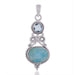 Necklaces Natural Larimar Sky Blue Topaz Gemstone 925 Sterling Silver Handmade Pendant
