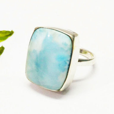 Jewelry Natural LARIMAR Gemstone 925 Sterling Silver Ring Handmade Gift All Size - by Zone
