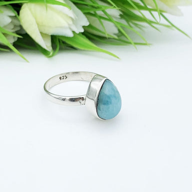 Natural Larimar Gemstone Studded in 925 Sterling Silver Handmade Jewelry Ring Gift for Women All Size - by Jewelrybyshreya