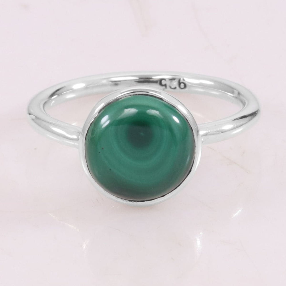 rings Natural Malachite Ring 925 Sterling Silver Stacking Solitaire Green - 5 by Rajtarang