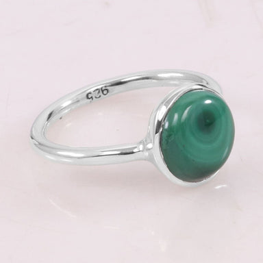 rings Natural Malachite Ring 925 Sterling Silver Stacking Solitaire Green - by Rajtarang
