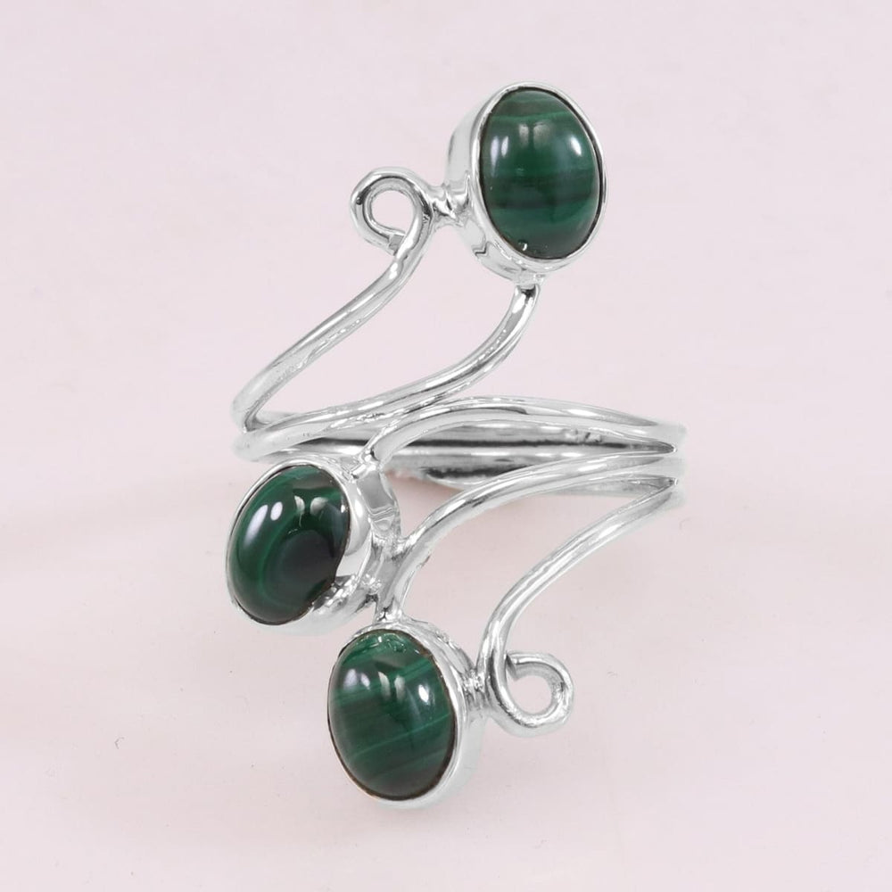 rings Natural Malachite Ring Sterling Silver Handmade Gemstone Gift For Womens - by Rajtarang
