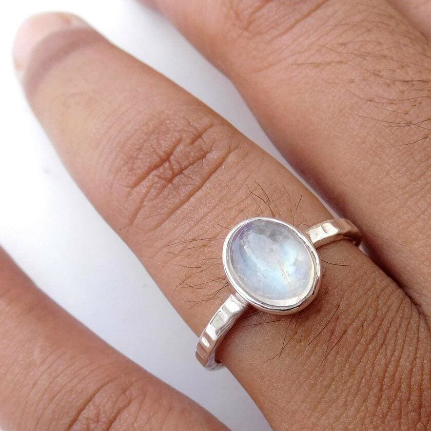 Natural Moonstone Gift Ring 925 Sterling Silver Rainbow moonstone Jewelry gift for her - by Arte De Joyas