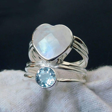 Natural Moonstone heart Ring 925 Sterling Silver Handmade Gift Jewelry-J013 - by Arte De Joyas