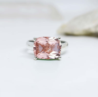 Natural Morganite Ring 925 Sterling Silver for Women Valentine’s Day Gift her Handmade Bohemian Pink Gemstone Cute - by Jaipur Art Jewels