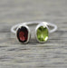 Natural Multi Gemstone 925 Sterling Silver Ring Garnet Peridot Handmade Jewelry Gift For Her - By Inishacreation