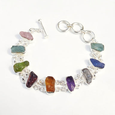 bracelets Natural Multi stone Bracelet 925 Sterling silver Stone - by Adorable Craft