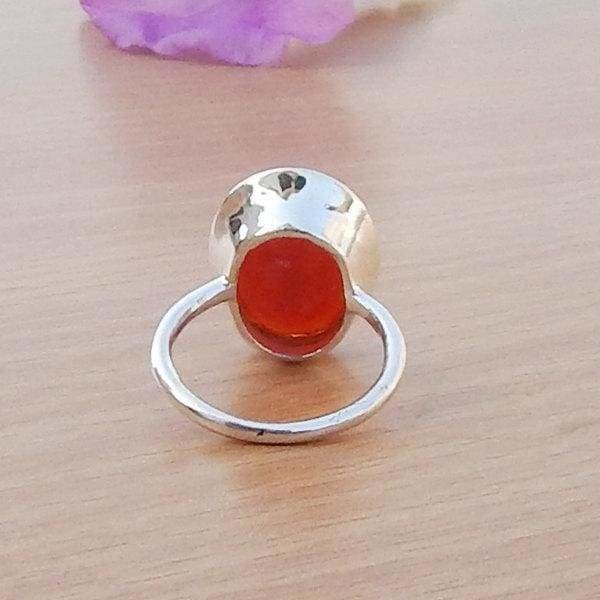 rings Natural Orange Carnelian Gemstone 925 Sterling Silver Ring 22K Yellow Gold Filled Rose - by Subham Jewels