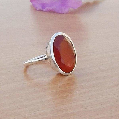 rings Natural Orange Carnelian Gemstone 925 Sterling Silver Ring 22K Yellow Gold Filled Rose - by Subham Jewels