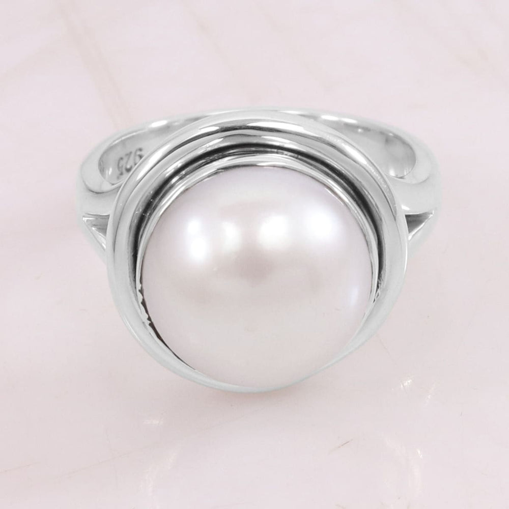 rings Natural Pearl Ring Handmade 925 Sterling Silver,Pearl Gemstone Solitaire Gift For Her - by Rajtarang