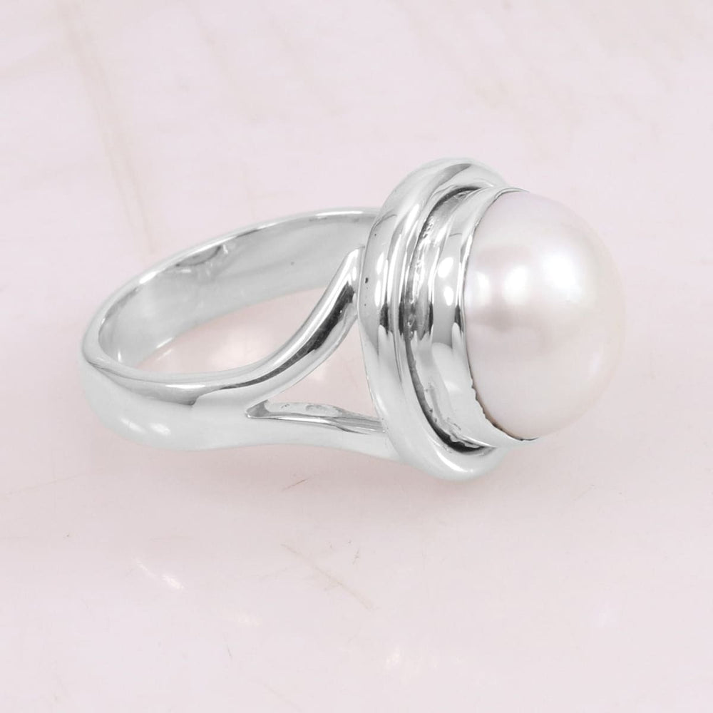 rings Natural Pearl Ring Handmade 925 Sterling Silver,Pearl Gemstone Solitaire Gift For Her - by Rajtarang