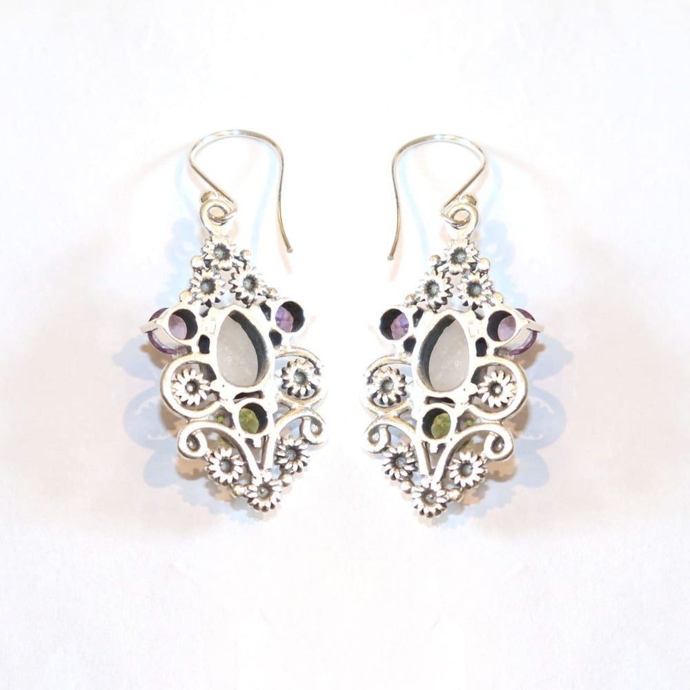 Natural Peridot Earrings- Amethyst Earring - Rainbow Moonstone -Handmade Silver 925 Sterling Earrings -Gift for her - by Vidita Jewels