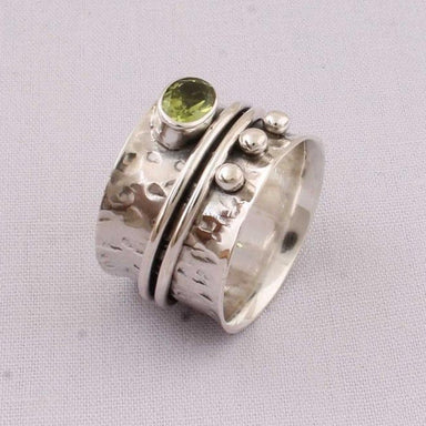 Natural Peridot Spinner 925 Sterling Silver Ring,oval Shape,designer Handmade Band Jewelry - by Inishacreation