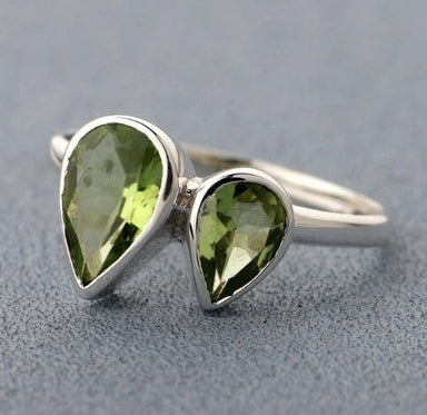Natural Peridot Sterling Silver Ring August Birthstone,handmade Jewelry Gift for her - by Girivar Creations