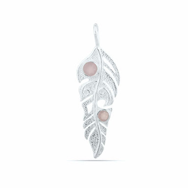 Natural Pink Chalcedony Pendant Gemstone Leaf Design Necklace Dainty